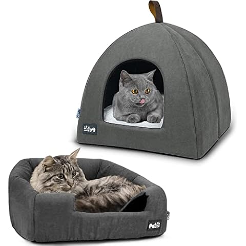 Pet Sleeping Bag Indoor Cat Cave for Cats, Soft Cat Cave, Soft Plush Warm Winter Pet Bed Cat Cave, Warm Pet Nest, for Small to Medium Size Cats (S, Grey) Cover