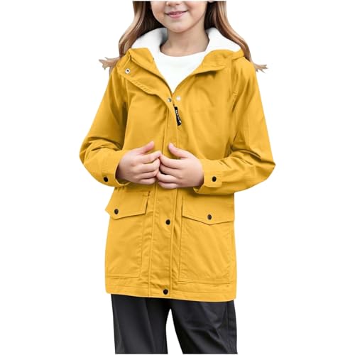Generisch - Generisch Manteau de pluie pour fille avec doublure en polaire - Coupe-vent - Veste à capuche pour l'extérieur, la randonnée, le camping, l'hiver - Chaud - Thermique - Coupe-vent - Manteau softshell