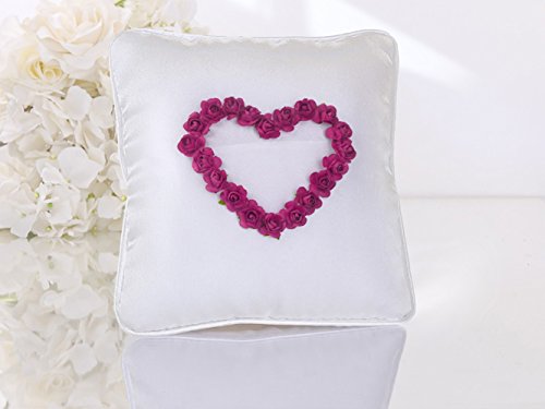 Premium Weddings Ringkissen Hochzeit Creme mit pinkem Herz 20x20 cm - Ringkissen Creme Ringkissen pinkes Herz Kissen Trauringe Cover