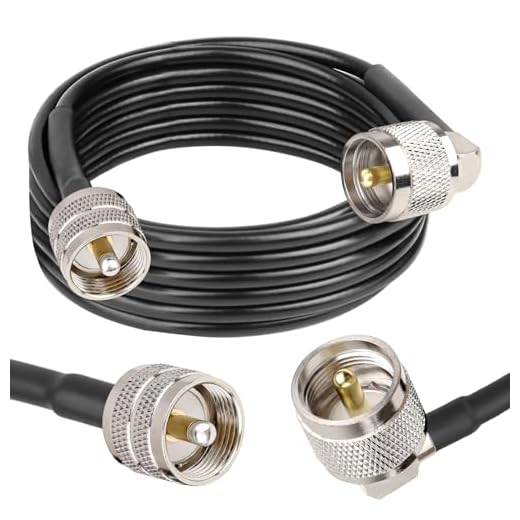MOOKEERF CB Coax Cable - 15FT RG58 UHF PL-259 Male to Male Right Angle Low Loss Coaxial Cable for CB Radio, HAM Radio, Antenna Analyzer, SWR Meter