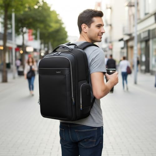 Image of HORNBULL Travel Backpack for Men 45L Large Heavy Duty Office Travel Laptop Bag Fit Upto 17 inch Laptop 1680D Polyester Water-resistant Padded Overnight Laptop /Clothes Bag with Multi-Pocket