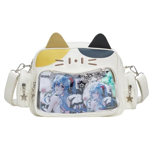 Image of Kawaii Ita Bag Backpack with Insert Cute Cat Crossbody Shoulder Bag Big Capacity Japanese Pin Display Bag (Tricolor)