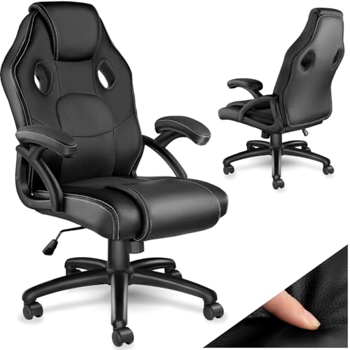 TecTake® Chaise Gaming Fauteuil de Bureau Pivotant Design 360°, Siège Ergonomique avec Accoudoirs, Rembourrage épais, Roulette, Hauteur réglable, Teletravail