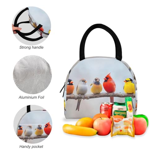 Backpack Lunch Bag Set Birds on Tree Print, Big Storage Travel Backpacks with Insulated Lunch Box for Office Hiking Picnic4