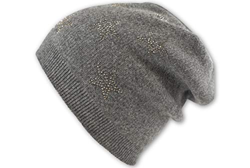 Fashionchimp® Bonnet en cachemire pour femme avec étoiles - Gris - Taille unique Cover