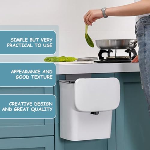Papelera de cocina colgante Kichvoe 9L blanca miniatura 4