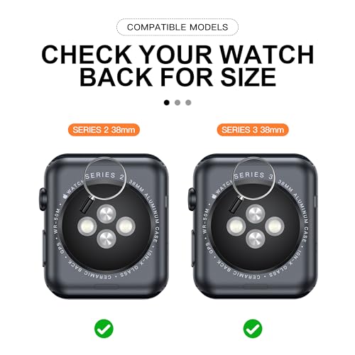 GARHIL-2Pack-Black-Hard-Case-Compatible-with-Apple-Watch-Series-3-Series-2-Hard-PC-Case-Slim-Tempered-Glass-Screen-Protector-Overall-Protective-Cover-for-iwatch