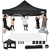 Cobizi 10×10 pop up canopy tent with 4 sidewalls commercial heavy duty canopy upf 50 all weather waterproof outdoor canopy wedding tents for parties gazebo with roller bag black windproof upgraded  urban country home decor