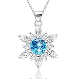 ELEDUCTMON Sterling Silver Snowflake Pendant Necklace with Blue Cubic Zirconia – Hypallergenic Sparkle Adjustable Charms Necklace Winter Christmas Jewelry Gifts for Women Mom Wife, 20inch
