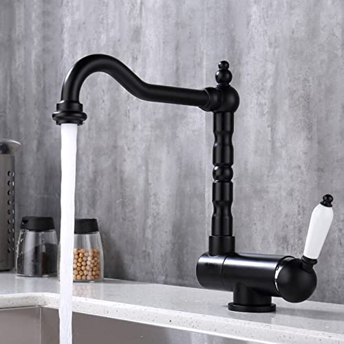 Mitigeur laiton antique de cuisine style rétro noir rabattable