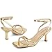AIUNIIND Women's Sandals Square Open Toe Kitten Heels Strappy Ankle Strap Sandals for Women Comfort Dress Party Shoes Gold 8.5