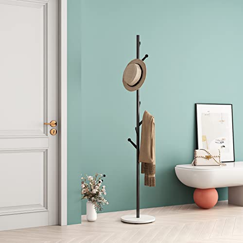 Dr.iron Modern Black Coat Racks Freestanding Hall Coat Tree,Hat Racks With Marble Base & Coat Hanger With Umbrella For Entryway Hallway, Office Or Bedroom #TOP5