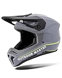 OutdoorMaster Full Face Mountain Bike Helmet for Men & Women - Durable, Impact Resistant, Ventilated, Adjustable Visor - Downhill Race BMX MTB Helmet - Grey, M