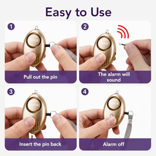 Image of Taiker Personal Alarm for Women 140DB Emergency Self-Defense Security Alarm Keychain with LED Light for Women Kids and Elders-2 Pack
