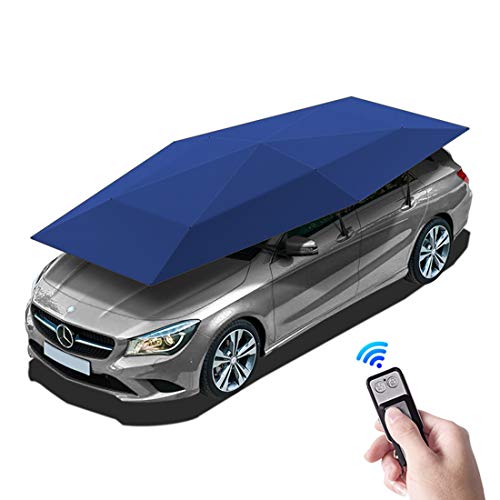LLC-POWER Automatic Car Umbrella Tent with Remote Electric Deployment, Anti-UV Water Proof Wind Snow Hail Falling Objects Features, L165xw90 Inch,Blue
