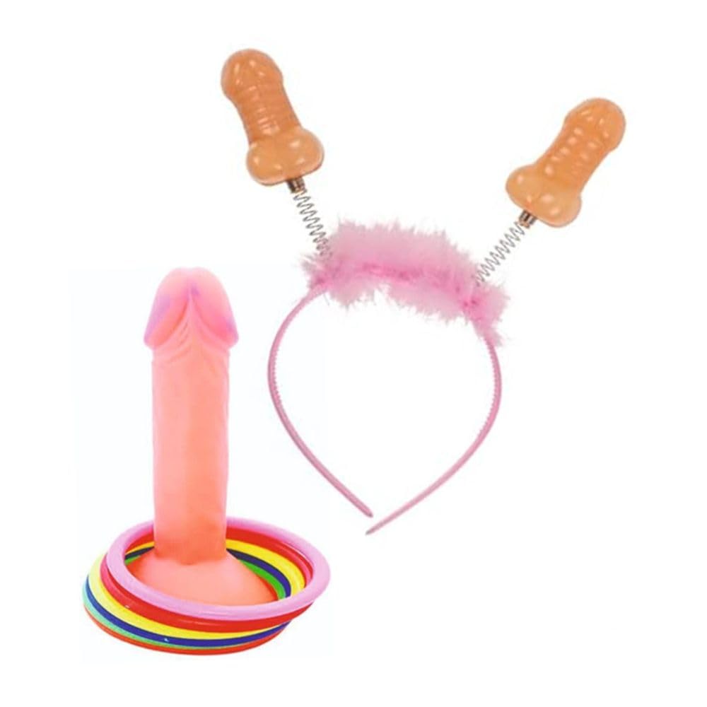 Cerchietto per capelli con antenne pisello + gioco pisello con anelli per festa di addio al nubilato hot party sexy gadget per adulti 18+