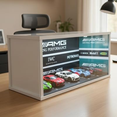 Image of Art Monk Premium Luxury Car Diorama Display Case with LED Lighting | AMG Driving Performance Garage Theme | Wooden Diecast Car Display