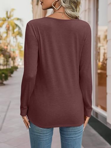 Bliwov Womens Long Sleeve T Shirts Fall Fashion Outfits Casual Blouses Loose Fit Tops Crew Neck Ruched Tunic Trendy Clothes3
