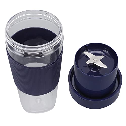 Mini Copa de Exprimidor Eléctrico Portátil, Carga USB, Exprimidor de 300 Ml de Capacidad, Cuchillas de Acero Inoxidable, Fácil de Usar, Múltiple Propósito, Tamaño Compacto, Luz LED de Acuario, (BLUE)