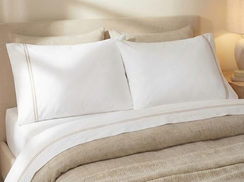 Image of Bedsheet Set | GOTS Certified 100% Organic Cotton Percale | 200 TC | Breathable & Skin-Friendly (King, Dune On White)