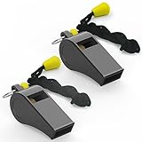 WONAPAD Whistle，2 Packs Plastic Sports Whistles with Lanyard, Loud Crisp Sound Whistle Great for Coaches, Referees,Teachers and Officials (2PCS)