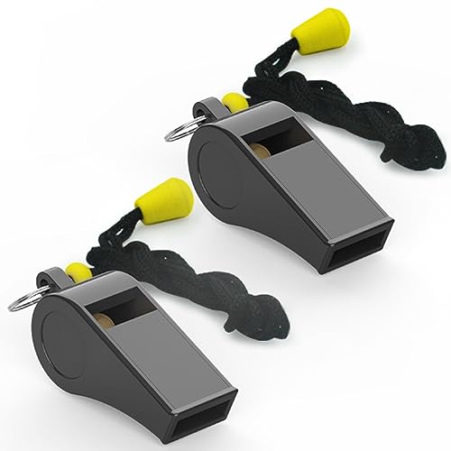 WONAPAD Whistle，2 Packs Plastic Sports Whistles with Lanyard, Loud Crisp Sound Whistle Great for Coaches, Referees,Teachers and Officials (2PCS)