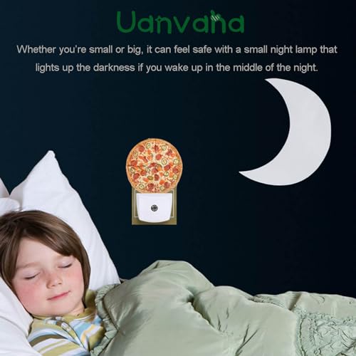 Image of Pizza Night Light Fast Food Sausage Pizza Cheese Plug-in Night Lights with Dusk-to-Dawn Sensor for Bedroom, Bathroom and Living Room 0.5W Sleep Friendly for Women /Girls /Boys Gift