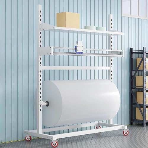 Supporto per pluriball, Dispenser Commerciale per Pellicola Estensibile con taglierina Integrata, Supporto Mobile da Pavimento per Rotoli, Regolabile per pluriball e Pellicola in Schiuma