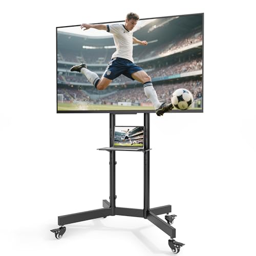 ECOTINY Upgraded Rolling TV Stand for 32-86 Inch TVs up to 200 lbs, Heavy Duty Mobile TV Cart with...