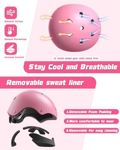 Kids Bike Helmet Set, Adjustable Helmet for Ages 2-3-5-8-14