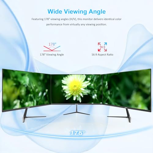 Image of 23.8 inch Monitor, Full HD Computer Monitor with VA Panel, 75Hz Refresh Rate, VESA Mountable, HDMI /VGA, Ergonomic Tilt, Built-in Speakers, Eye Care, 3-Side Frameless, Black
