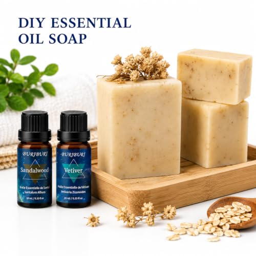 Image of BURIBURI Sandalwood Vetiver Essential Oil Set for Candle Making 2Pcs