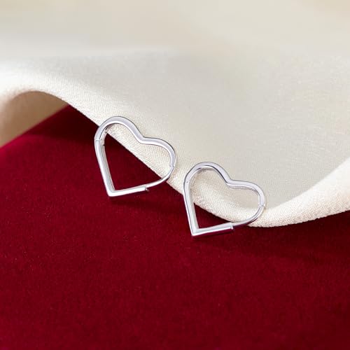 SLUYNZ Solid 925 Sterling Silver 1.6CM Heart Hoop Earrings for Women Teens Minimalist Hoop Earrings Sweet Love Heart Earrings4