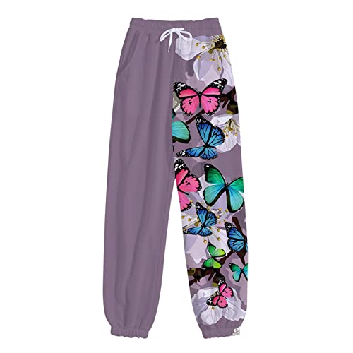 QIUSGE Calças de moletom femininas folgadas plus size, bolsos de pernas largas, calças cargo esporti