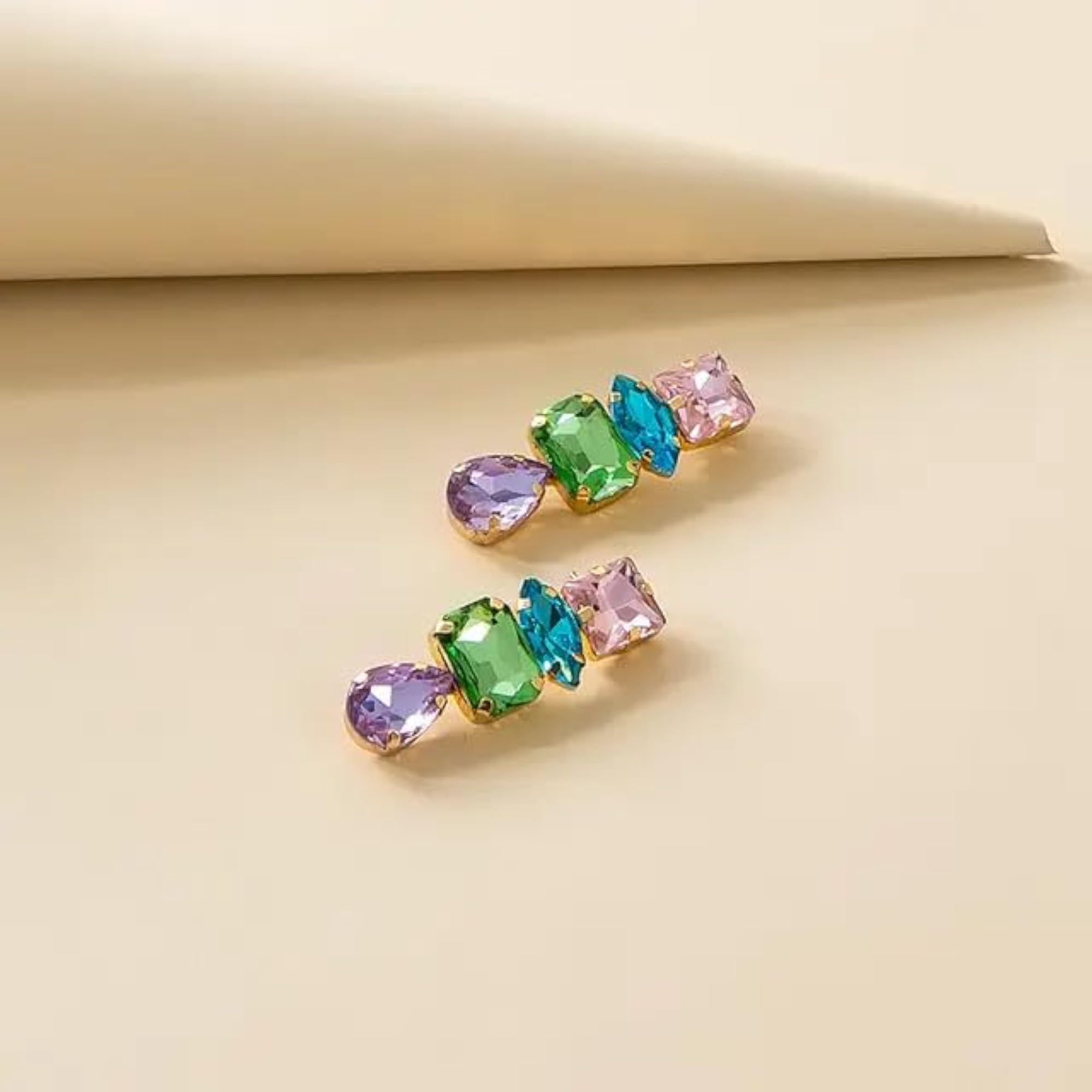 Korean Stylish Multi-Coloured Gemstone Drop Earrings