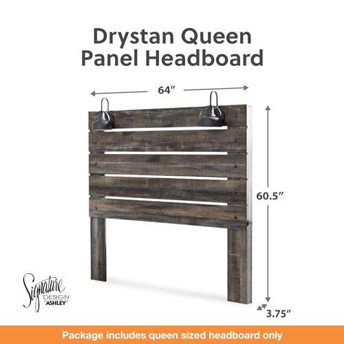 Signature Design by Ashley Drystan Rustic Panel Headboard ONLY with USB Charging Stations, Queen, Brown - Image 3
