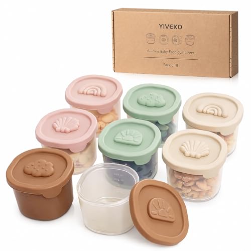 Image of Baby Food Containers with Lids Silicone Baby Food Storage Containers for Infants & Toddlers, Leakproof Freezer-Safe Reusable Baby Food Jars for Breastmilk & Solid Foods, 4oz Silicone Containers 8PK