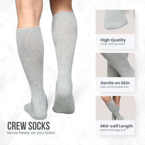 Image of Cotton Cushion Crew Socks for Women Athletics All Seasons Thick Warm Heavy Duty Reinforced Heel & Toe, Everyday Wear Athletic Crew Socks, Sports Socks for All PurposePack of 3 Pairs - Grey