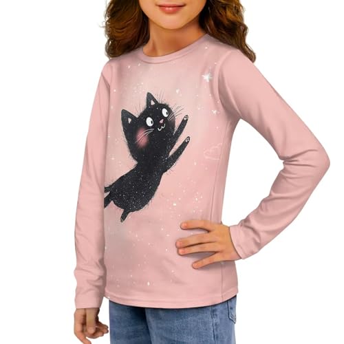 Shirt for Girl Long Sleeve Tees Pullover Athletic Tops for Daily School Sport 3-16Y4