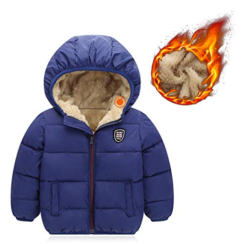 Happy Cherry Boys Girls Winter Thick Jacket Warm Fleece Fur Lining Zipper Hooded Windproof Coat Outwear for 1-7 Years3