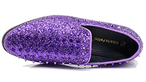 Image of SPK16 Men's Vintage Spike Dress Loafers Slip On Fashion Shoes Classic Tuxedo Dress Shoes