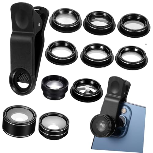 VILLCASE 1Set Phone Camera Lens Kit Fisheye Wide Angle Macro Telephoto Cpl Star and More Compatibility Durable Portable for Travel and Outdoor