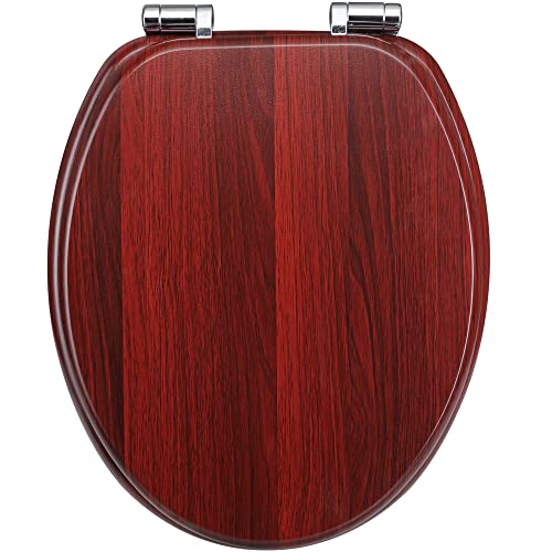 CASARIA Asiento para Inodoro Tapa WC Estándar Cierre Suave Antibacteriano Antideslizante de MDF Madera Cover