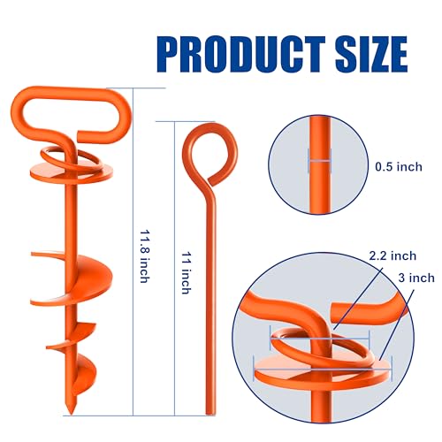 Image of Eurmax USA 2-Pack Heavy Duty Dog Tie Out Stake, No-Tangle In Ground Anchor Runner for Large Dogs up to 210 Lbs - Perfect for Yard, Beach and Camping (Square,Orange)