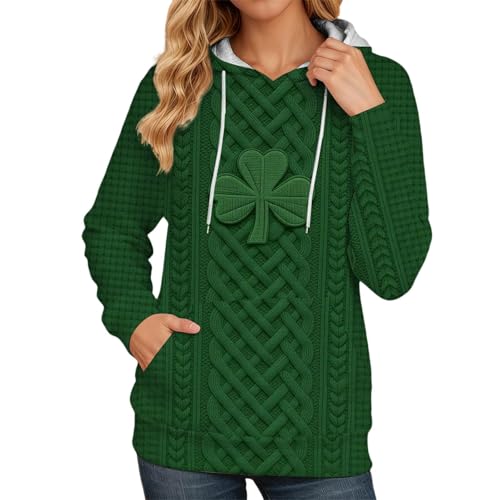 Sweat à capuche ample manches longues pour femme avec grande poche à cordon
