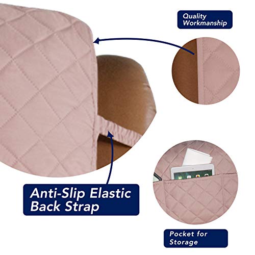 Image of PureFit Reversible Quilted Sofa Cover, Water Resistant Slipcover Furniture Protector, Washable Couch Cover with Non Slip and Elastic Straps for Kids, Dogs, Pets (Oversized Recliner, Pink /Beige)
