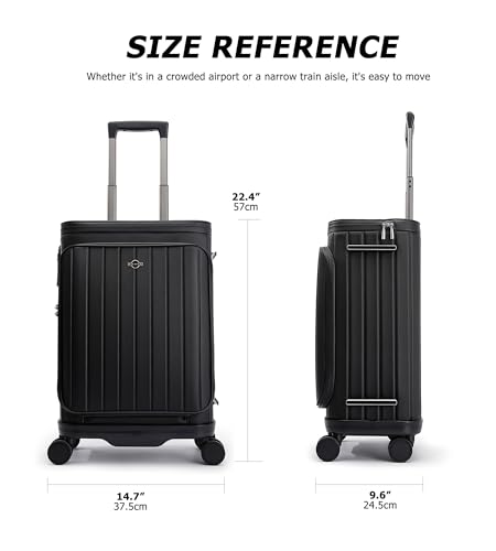 feilario 20in Luxury Hardshell Carry-On Luggage, Microfiber PC Spinner Wheels Airline-Approved Suitcase with TSA-Approved Lock for Effortless Travel (Black)3