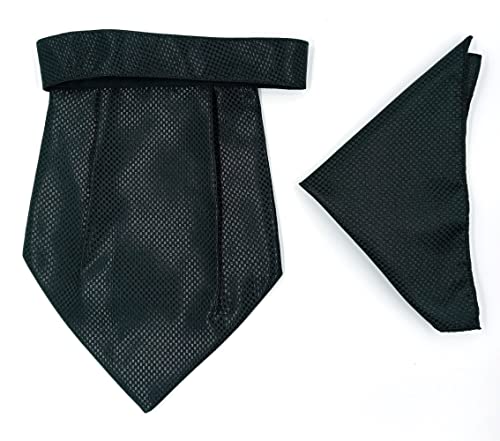 Image of formal cravat set for men with pocket square Men's Cravat Necktie, Self Design Microfiber Dark Multi color Free Size
