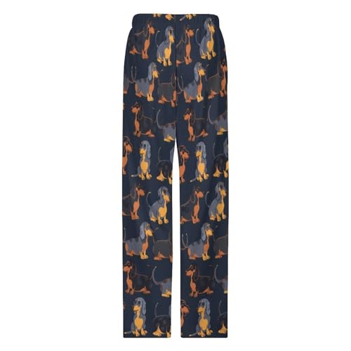 Dachshund Dog Print Blue Mens Pajama Pants Print Lounge Pant PJ Bottoms Sleepwear Loungewear 5