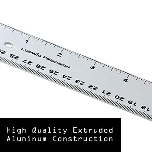 Ludwig Precision Non-Slip Backed Aluminum Straight Edge Ruler, 6-Inch, Silver #TOP4